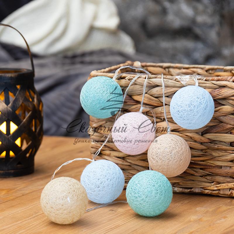 Тайские фонарики «Пудра» 1,5 м, прозрачный ПВХ, 10 LED, теплый белый, питание 2 х АА (батарейки не в комплекте) - Image 3