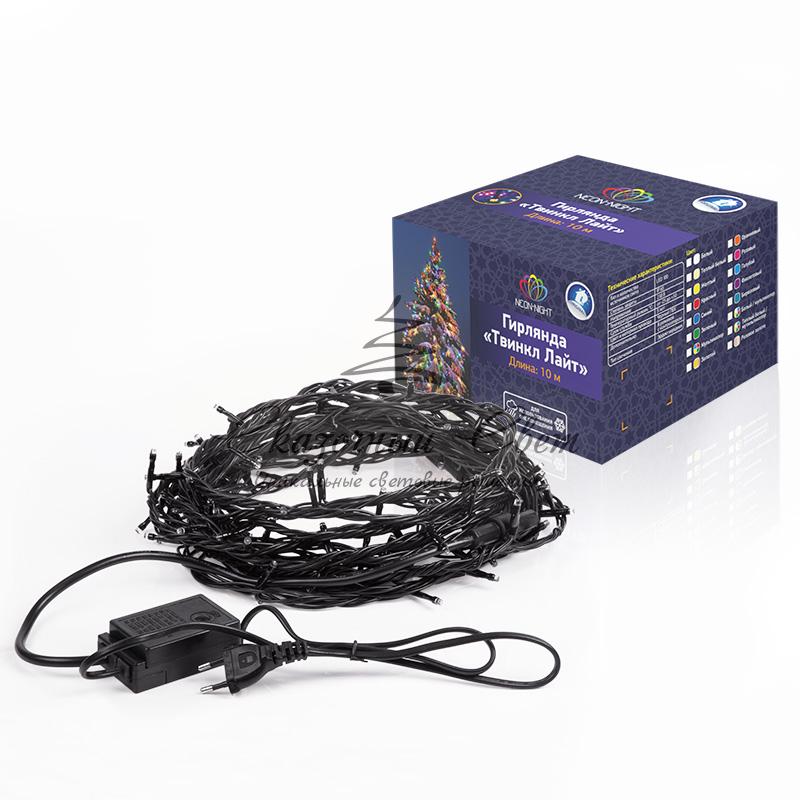 Гирлянда "Твинкл Лайт" 10 м, черный ПВХ, 100 диодов, цвет красный - Image 3