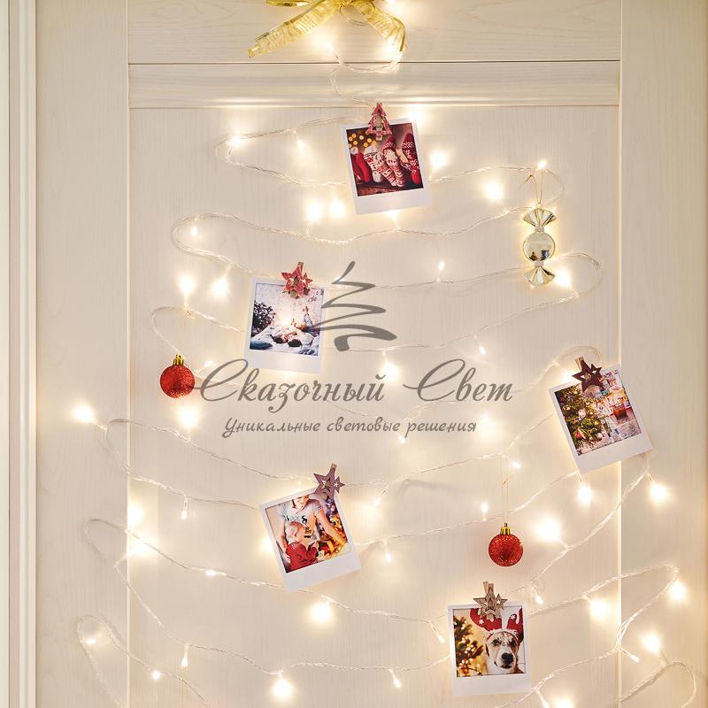 Гирлянда "Твинкл Лайт" 10 м, прозрачный ПВХ, 80 LED, цвет ТЕПЛЫЙ БЕЛЫЙ - Image 3