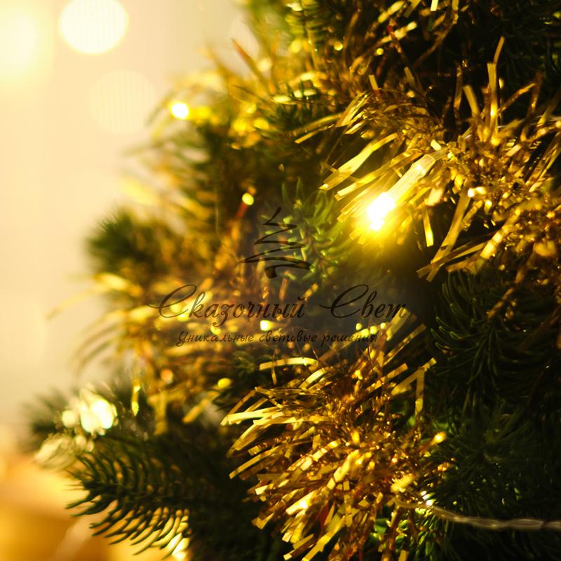 Гирлянда светодиодная «Мишура» золотая 10 LED, 1,5 м, прозрачный ПВХ, теплое белое свечение, 2 х АА (батарейки не в комплекте) NEON-NIGHT - Image 3