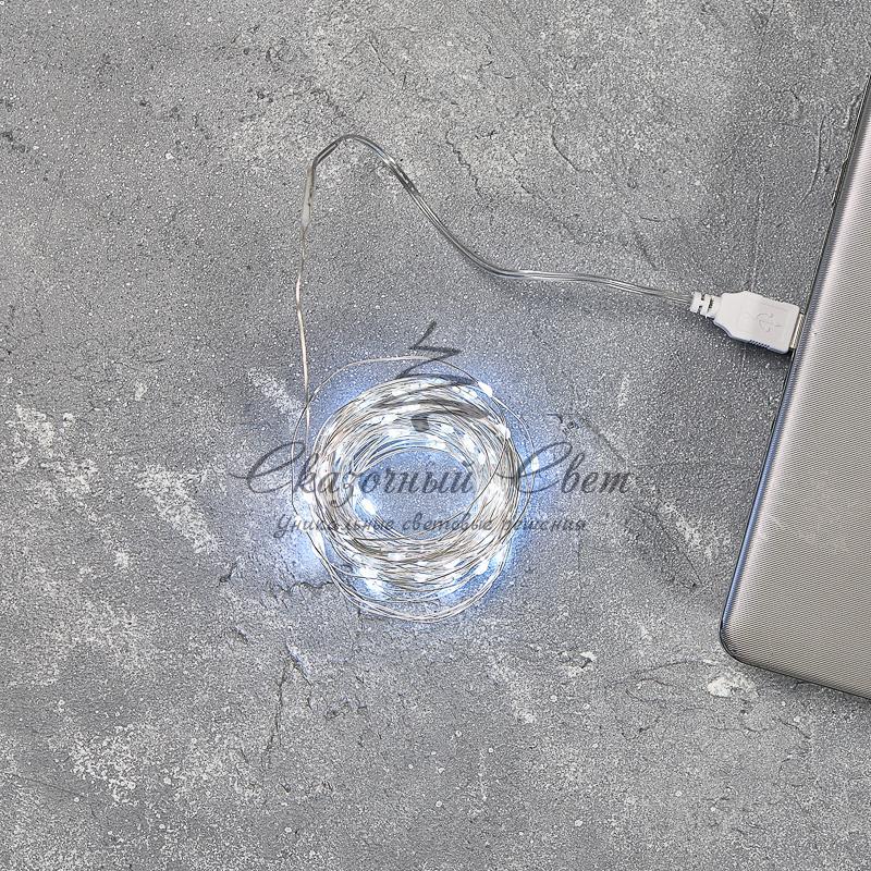 Гирлянда «Роса» 10 м, 100 LED, USB, белое свечение NEON-NIGHT - Image 3