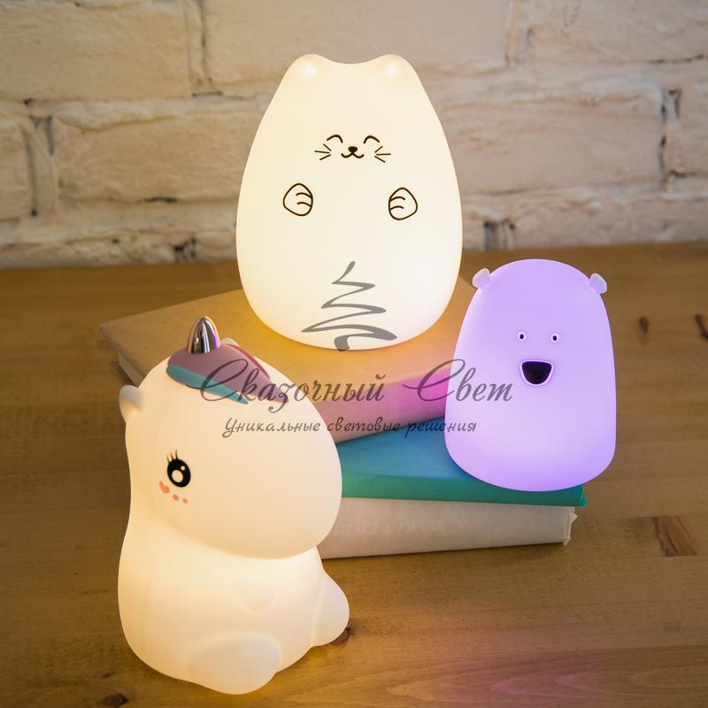 Силиконовый ночник «Котик» USB с 3 режимами, RGB-свечение NEON-NIGHT - Image 3