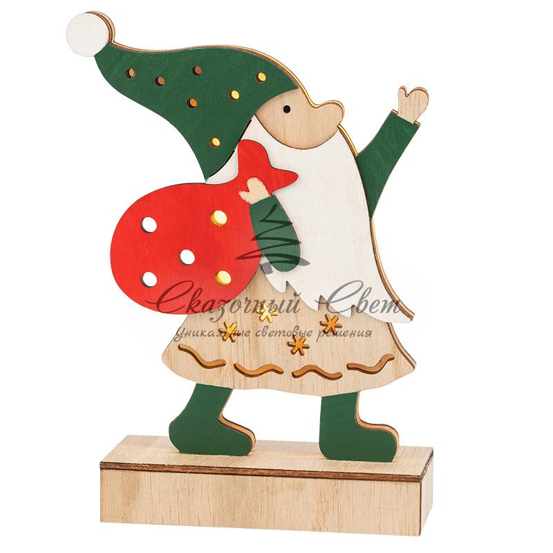 Деревянная фигурка с подсветкой «Дед Мороз» 18 см NEON-NIGHT - Image 3