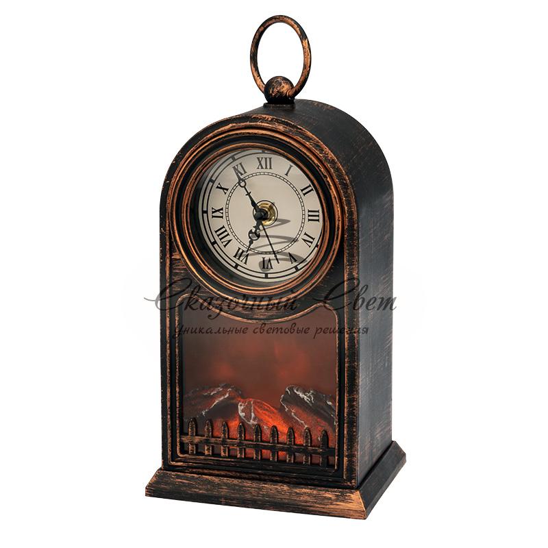 Светодиодный камин «Старинные часы» с эффектом живого огня 14,7x11,7x25 см, бронза, батарейки 2хС (не в комплекте) USB NEON-NIGHT - Image 3