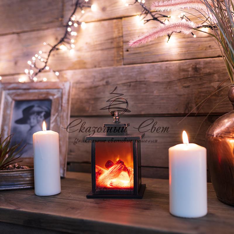 Светодиодный камин "Кантри" с эффектом живого огня 12х12х18,5 см, батарейки 3хАА (не в комплекте) - Image 3