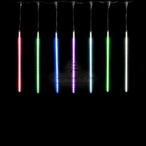 Гирлянда Тающие Сосульки 10шт по 50см, 12В, 480 Разноцветных Светодиодов, Провод Черный ПВХ, IP55