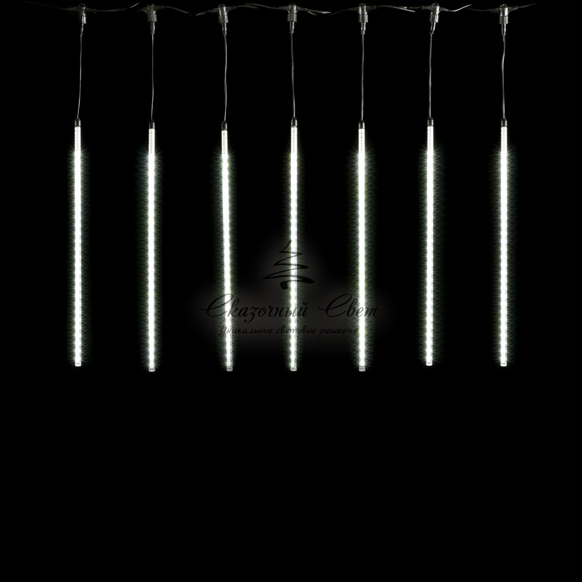 Гирлянда Тающие Сосульки 10шт по 50см, 24В, 720 Белых Светодиодов, Провод Черный ПВХ, IP55