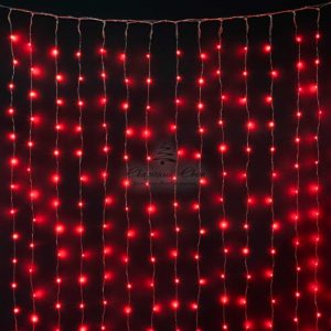 Гирлянда Занавес Роса 1,6 x 1,6 м Красный 12В, 256 LED, Прозрачный Провод Проволока, IP20