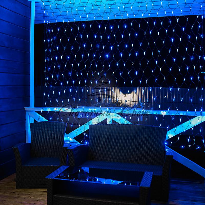 Гирлянда "Сеть" 2,5х2,5м, черный ПВХ, 432 LED Белые/Синие - Image 4