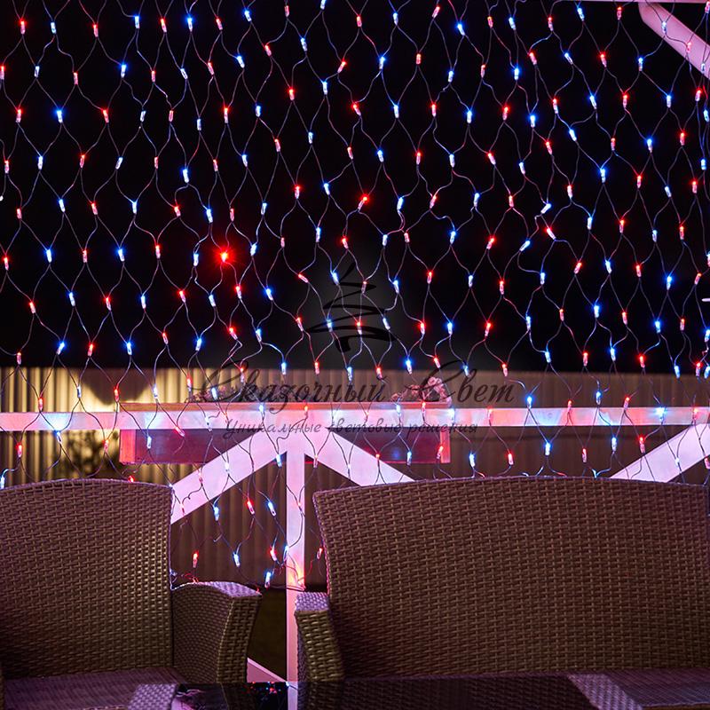 Гирлянда "Сеть" 2,5х2,5м, черный ПВХ, 432 LED Красные/Синие - Image 4