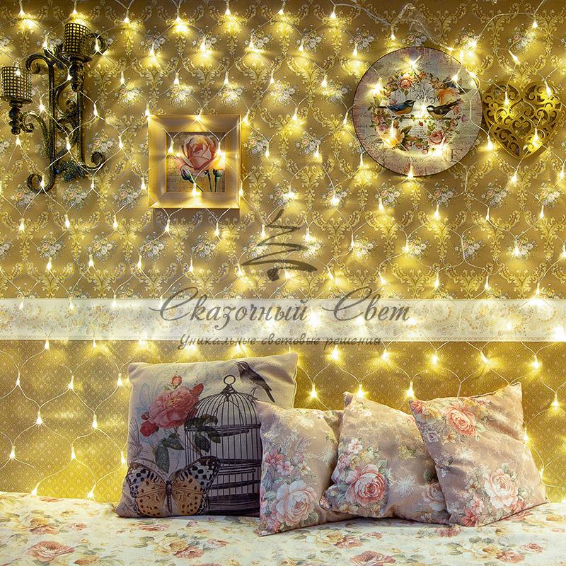 Гирлянда «Сеть» 1,5х1,5 м, прозрачный ПВХ, 96 LED теплый белый - Image 4