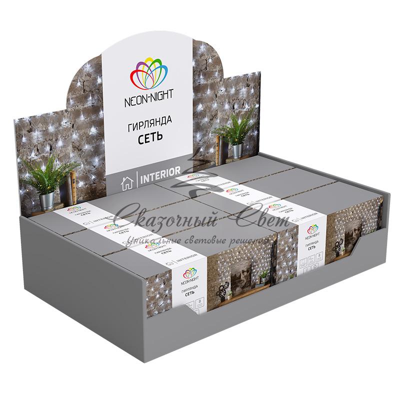 Гирлянда "Сеть" 1,5х1,5м, прозрачный ПВХ, 150 LED ТЕПЛЫЙ БЕЛЫЙ - Image 4