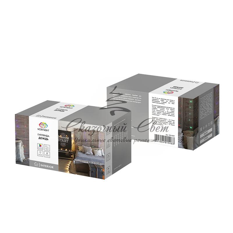 Гирлянда "Светодиодный Дождь" 1,5х1м, свечение с динамикой, прозрачный провод, 230 В, диоды МУЛЬТИКОЛОР - Image 4