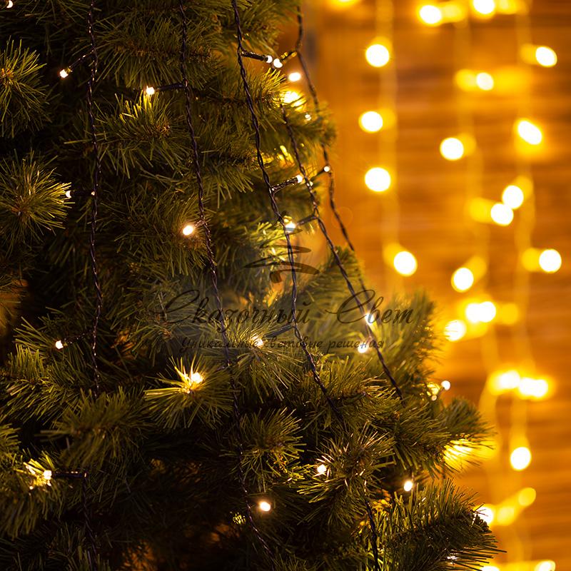 Елочная гирлянда с кольцом, 7 нитей по 1,5 метра, цвет диодов теплый белый, не соединяется - Image 4