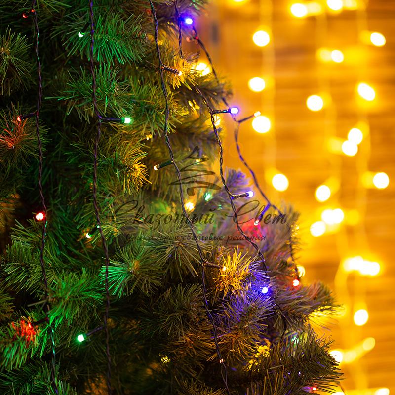 Елочная гирлянда с кольцом, 7 нитей по 1,8 метра, цвет диодов мультиколор, не соединяется - Image 4