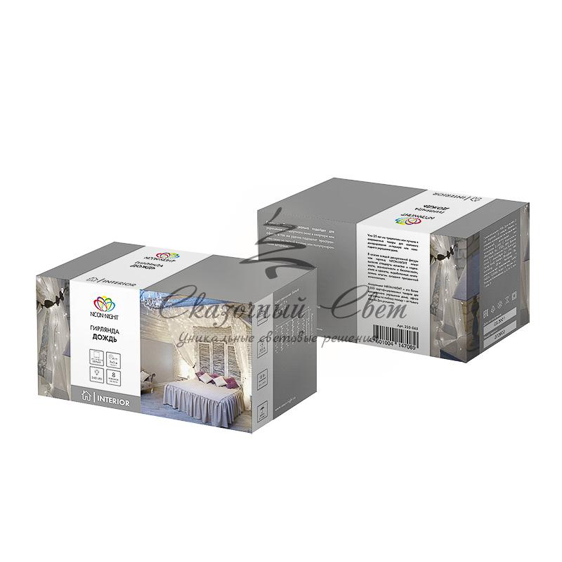 Гирлянда «Светодиодный дождь» 3х2 м, свечение с динамикой, прозрачный провод, 230 В, цвет белый - Image 4