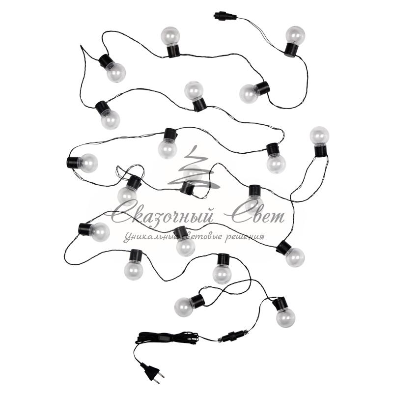 Лофт-гирлянда светодиодная 5 м, черный ПВХ, 20 LED, теплое белое свечение NEON-NIGHT - Image 4