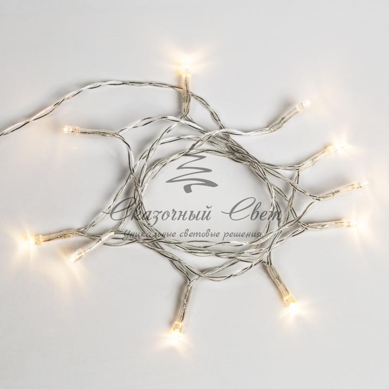 Гирлянда светодиодная универсальная 10 LED, 1,2 метра, прозрачный ПВХ, теплое белое свечение, батарейки 2хАА NEON-NIGHT - Image 4