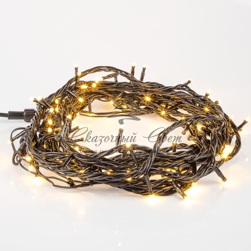 Гирлянда "Твинкл Лайт" 10 м, черный ПВХ, 100 диодов, цвет ТЕПЛЫЙ БЕЛЫЙ - Image 4