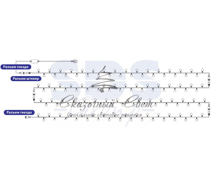 Гирлянда "Мультишарики" Ø17,5мм, 20 м, черный ПВХ, 200 диодов, цвет синий - Image 4