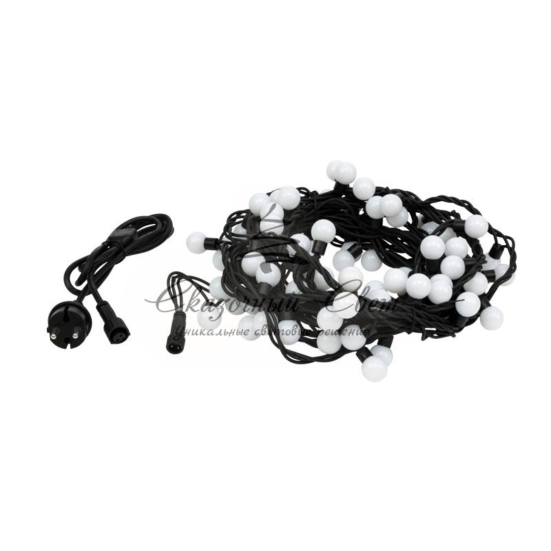 Гирлянда Мультишарики Ø23 мм, 10 м, черный каучук, 80 LED, постоянное свечение, цвет Белый - Image 4