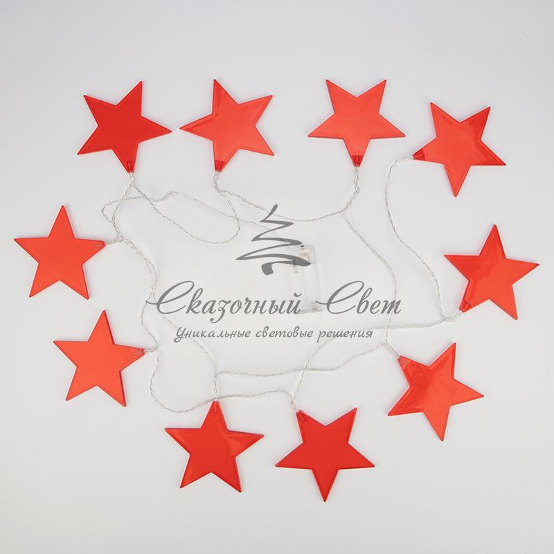Гирлянда светодиодная «Звездопад» красная 10 LED, 2,25 м, прозрачный ПВХ, теплый белый свет свечения, 2 х АА (батарейки не в комплекте) NEON-NIGHT - Image 4