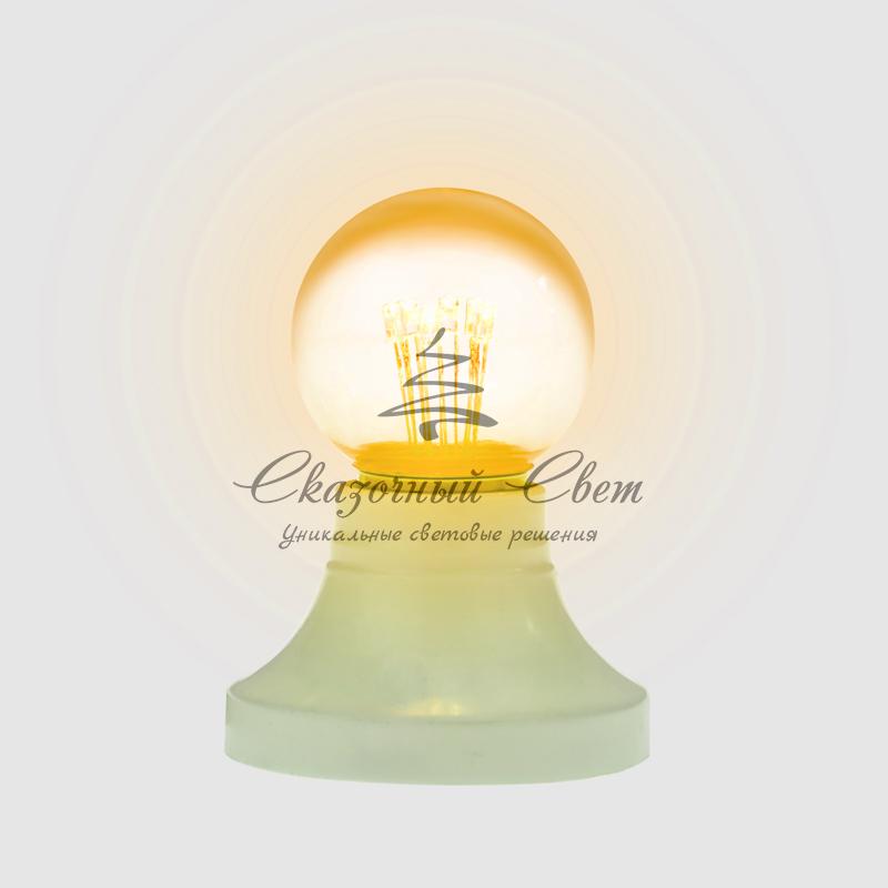 Лампа шар e27 6 LED Ø45мм - желтая, прозрачная колба, эффект лампы накаливания - Image 4