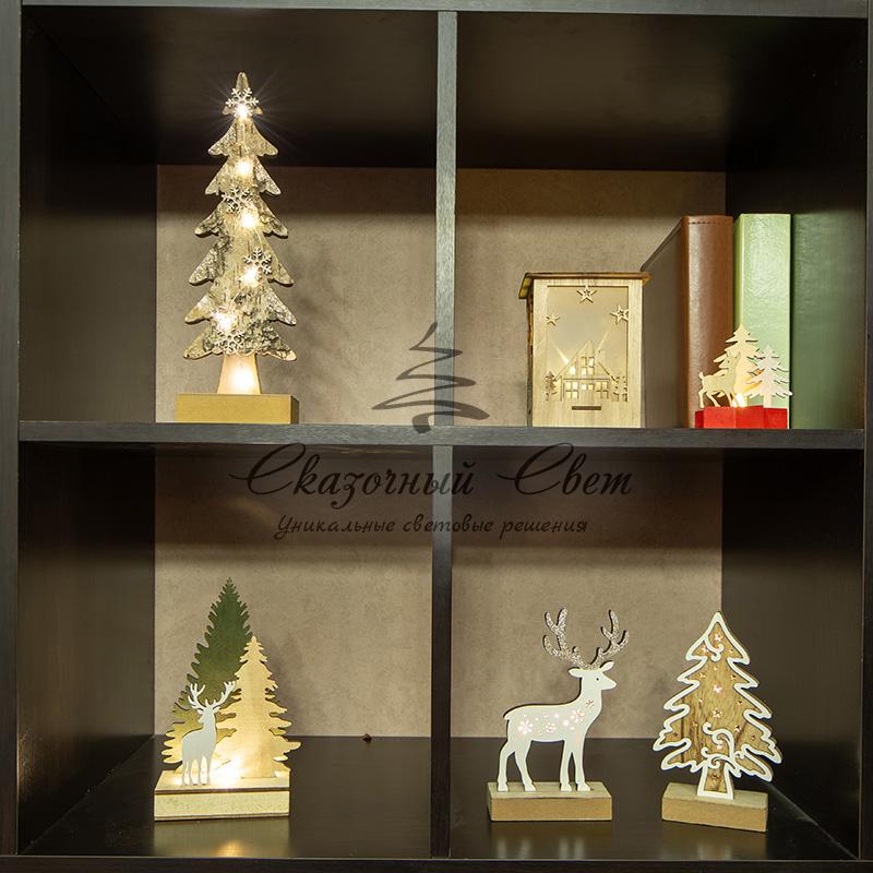 Деревянная фигурка с подсветкой "Елочка с оленем" 12*6*21,5 см - Image 4