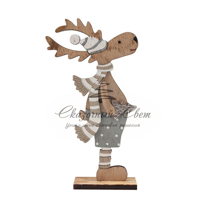 Деревянная фигурка «Рождественский Олень» Синий 10,5*4*18 см - Image 4