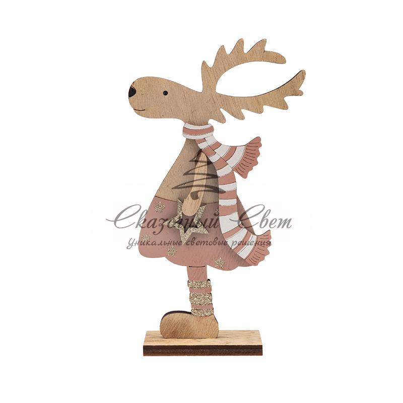 Деревянная фигурка "Рождественский Олень" Розовый 10,5*4*18 см - Image 4