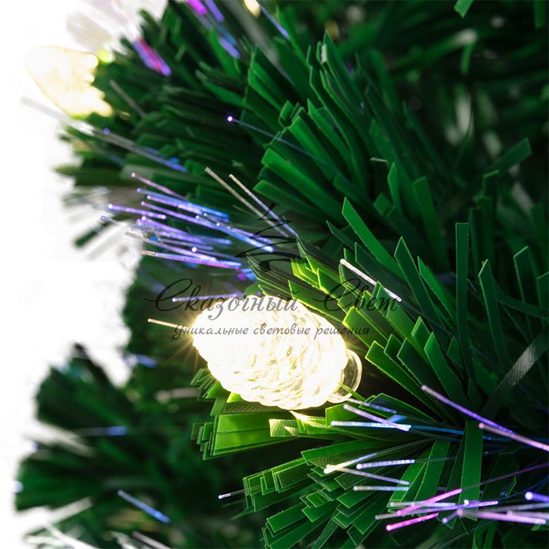 Новогодняя Ель с шишками 150 см фибро-оптика ТЕПЛЫЙ БЕЛЫЙ цвет - Image 4