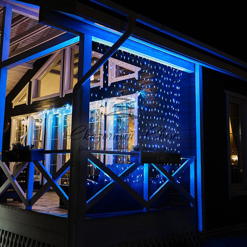 Гирлянда "Сеть" 2,5х2,5м, черный ПВХ, 432 LED Белые/Синие - Image 5