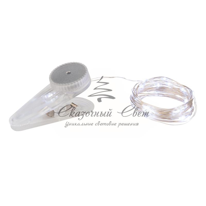 Гирлянда «Роса» с прищепкой 3 м, 30 LED, белое свечение, 2хCR2032 в комплекте NEON-NIGHT - Image 5