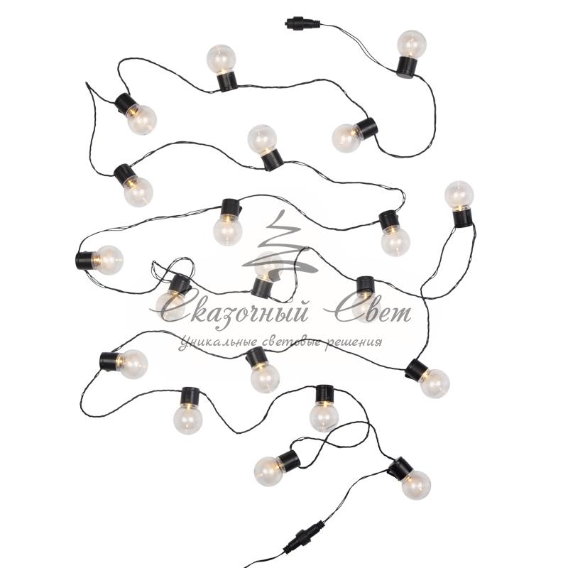 Лофт-гирлянда светодиодная 5 м, черный ПВХ, 20 LED, теплое белое свечение NEON-NIGHT - Image 5