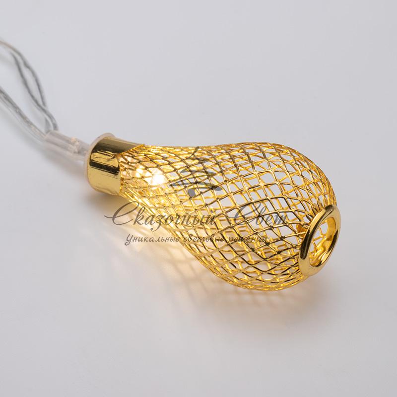 Гирлянда светодиодная "Восточные фонарики" 10 LED ЖЕЛТЫЕ 1,5 метра, прозрачный ПВХ, питание 2*АА - Image 5