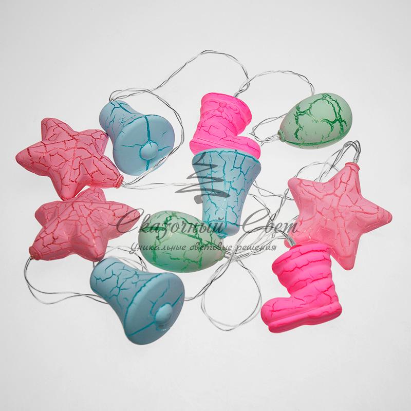 Гирлянда светодиодная «Новый год» 1,5 м, прозрачный ПВХ, 10 LED, теплый белый, питание 2 х АА (батарейки не в комплекте) - Image 5