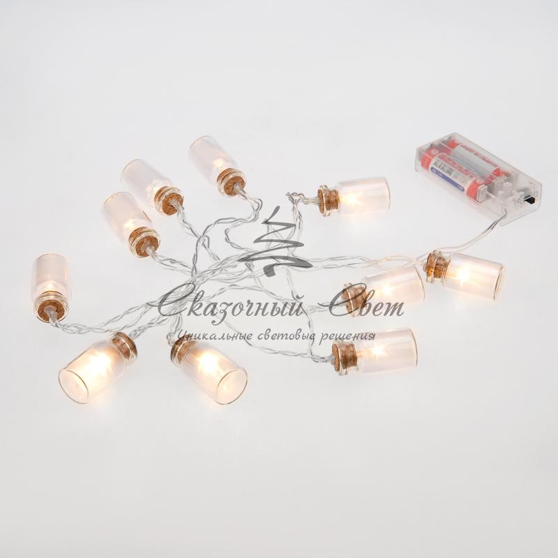 Гирлянда светодиодная «Баночки» 1.5 м, 10 LED, прозрачный ПВХ, цвет свечения теплый белый, 2 х АА (батарейки не в комплекте) NEON-NIGHT - Image 5