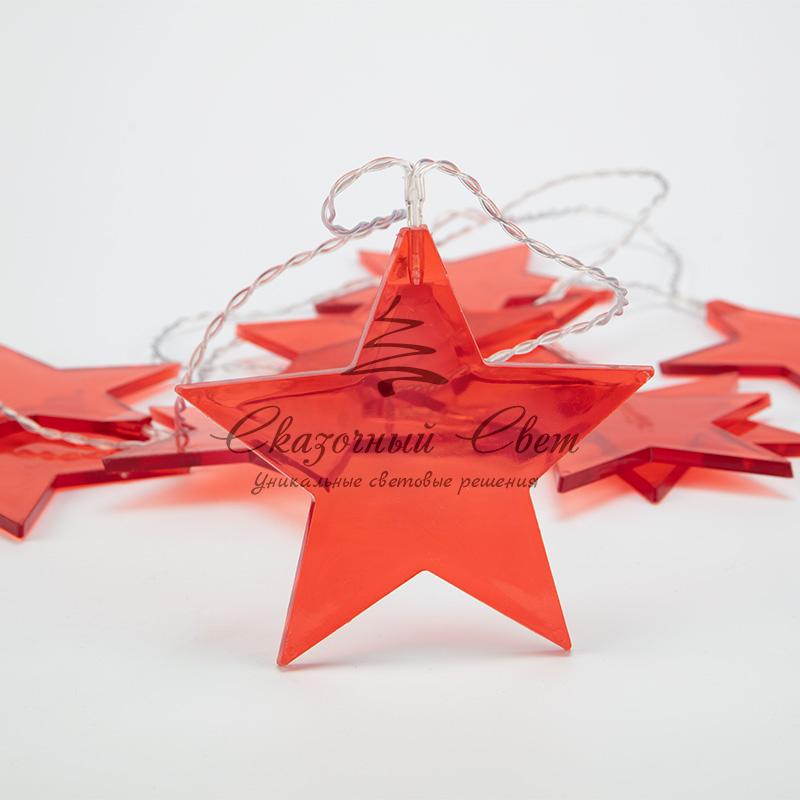 Гирлянда светодиодная «Звездопад» красная 10 LED, 2,25 м, прозрачный ПВХ, теплый белый свет свечения, 2 х АА (батарейки не в комплекте) NEON-NIGHT - Image 5