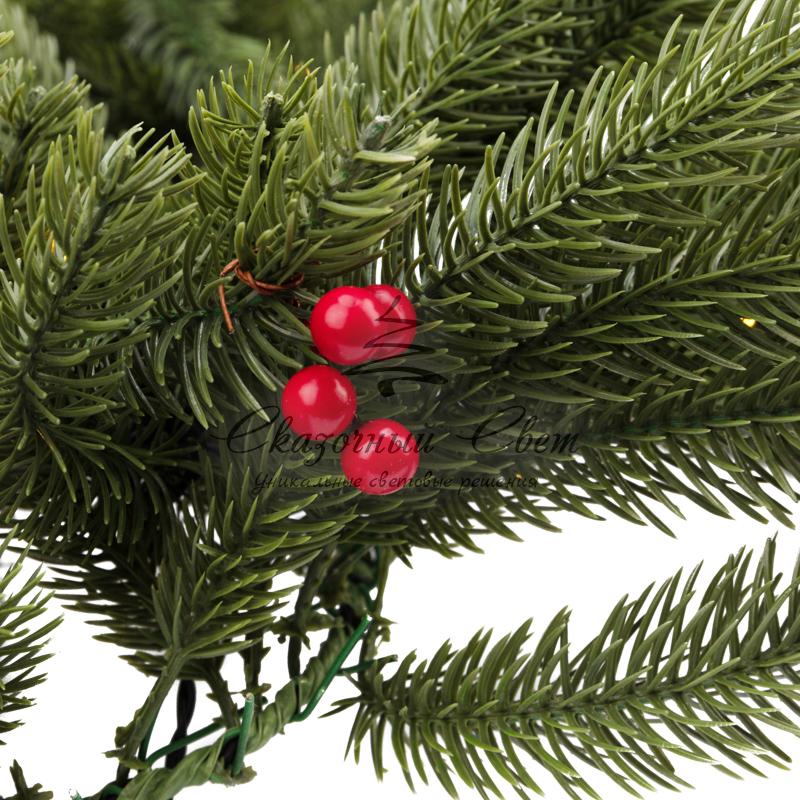 Еловый шлейф с ягодами и гирляндой NEON-NIGHT 1.8 м, 30 LED, 31 В, литой, теплое белое свечение - Image 5