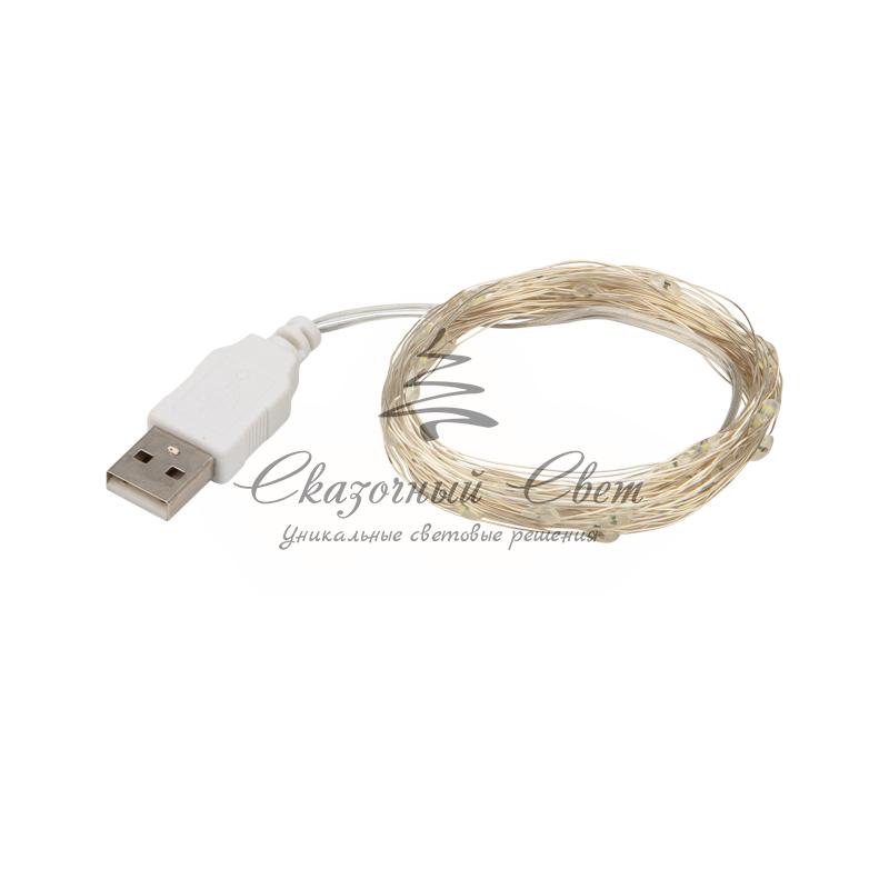 Гирлянда «Роса» 10 м, 100 LED, USB, белое свечение NEON-NIGHT - Image 5