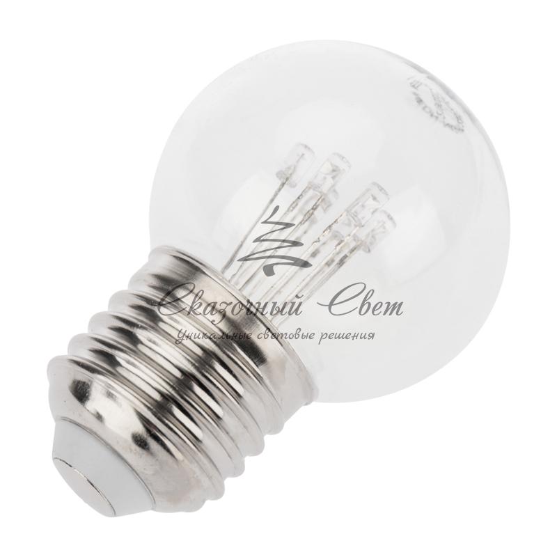 Лампа шар e27 6 LED Ø45мм - желтая, прозрачная колба, эффект лампы накаливания - Image 5