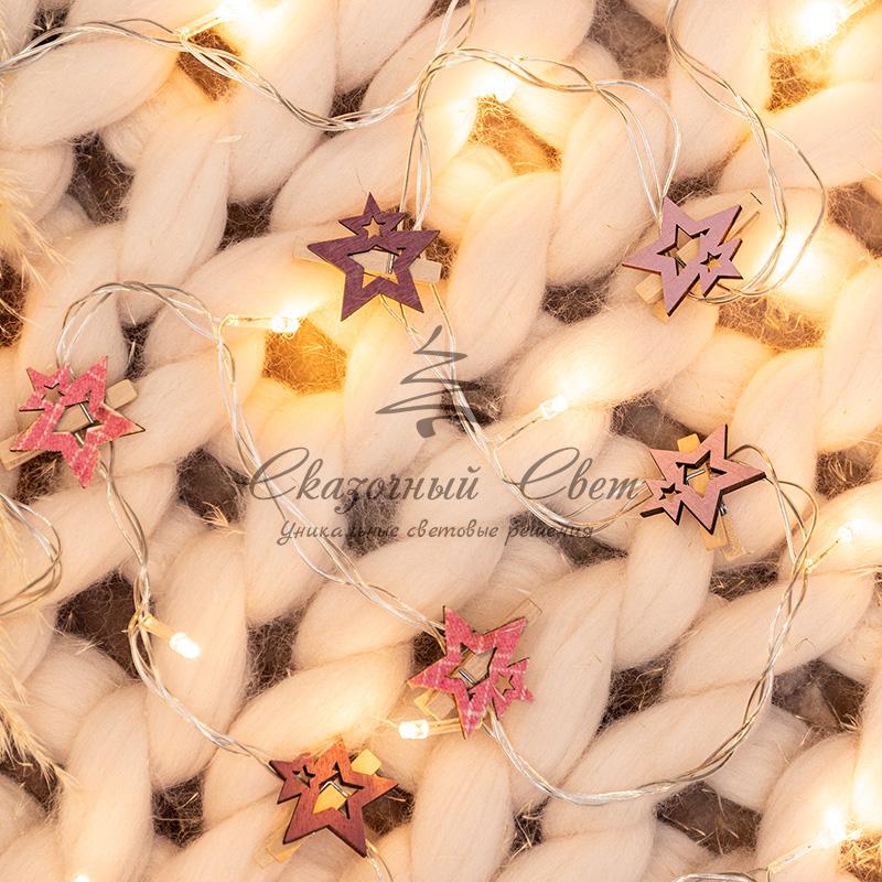 Деревянные прищепки «Звездочки» 16x4.5x1.3 cм, розовые, 6 шт. NEON-NIGHT - Image 5