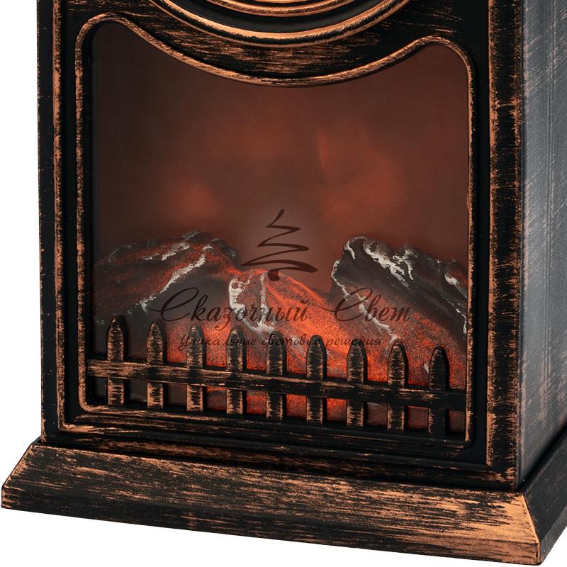 Светодиодный камин «Старинные часы» с эффектом живого огня 14,7x11,7x25 см, бронза, батарейки 2хС (не в комплекте) USB NEON-NIGHT - Image 5