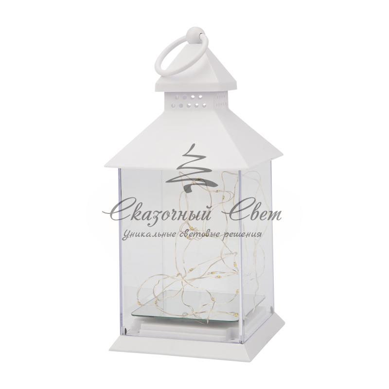 Декоративный фонарь с росой, белый корпус, размер 10,7х10,7х23,5 см, цвет теплый белый - Image 5