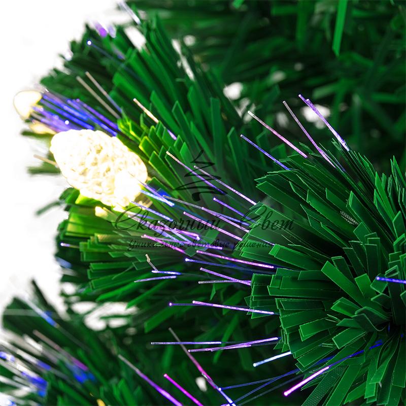 Новогодняя Ель с шишками 150 см фибро-оптика ТЕПЛЫЙ БЕЛЫЙ цвет - Image 5