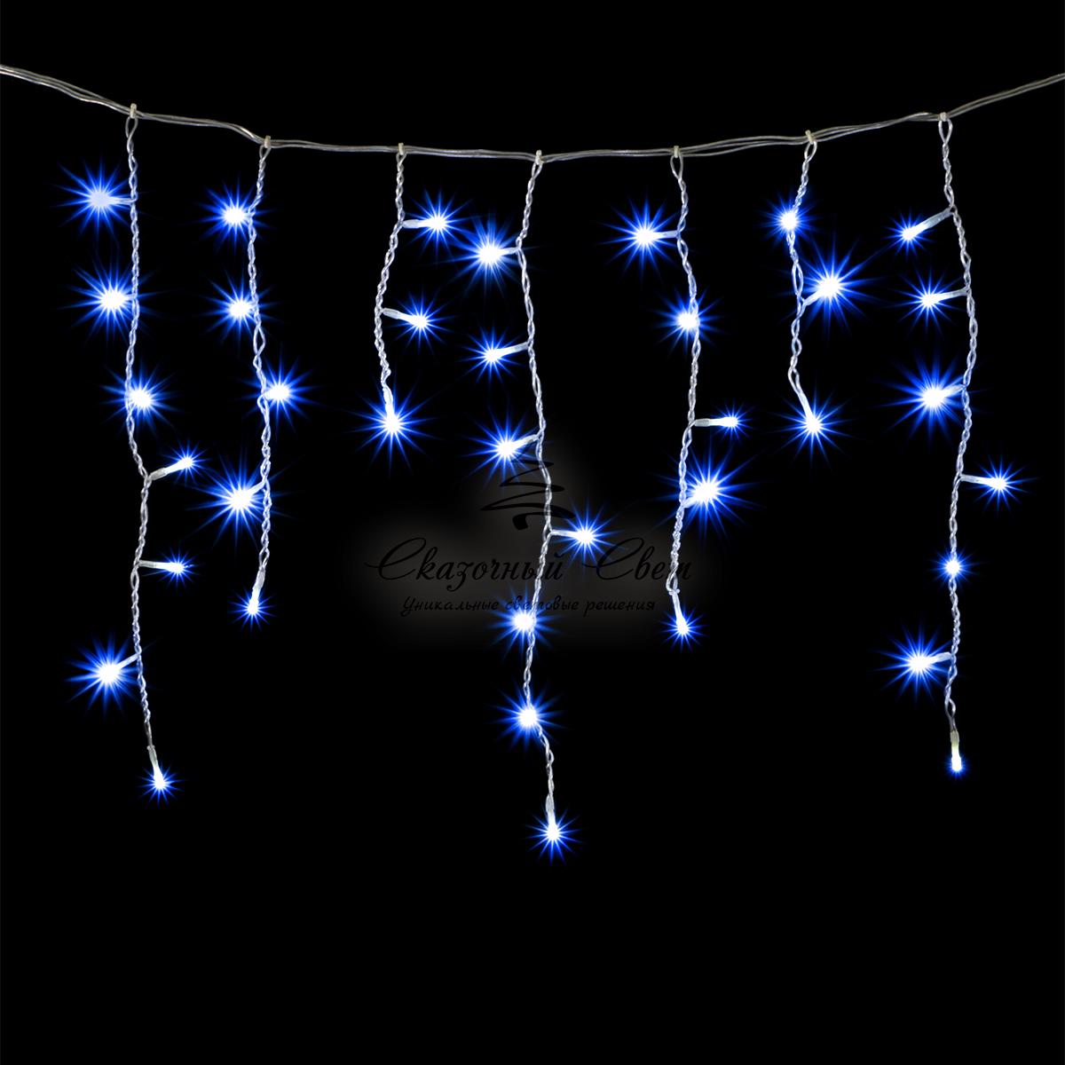 Гирлянда Бахрома 3 x 0,5 м Синяя, 150 LED, Провод Прозрачный Силикон, IP65