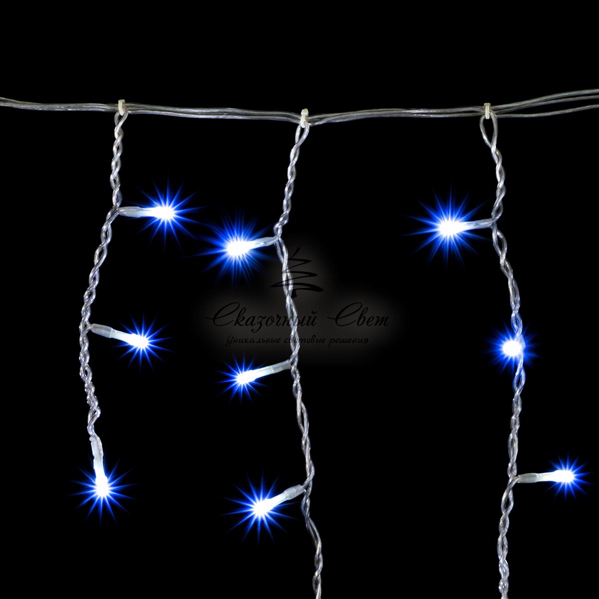 Гирлянда Бахрома 3 x 0,5 м Синяя, 150 LED, Провод Прозрачный Силикон, IP65 - Image 3