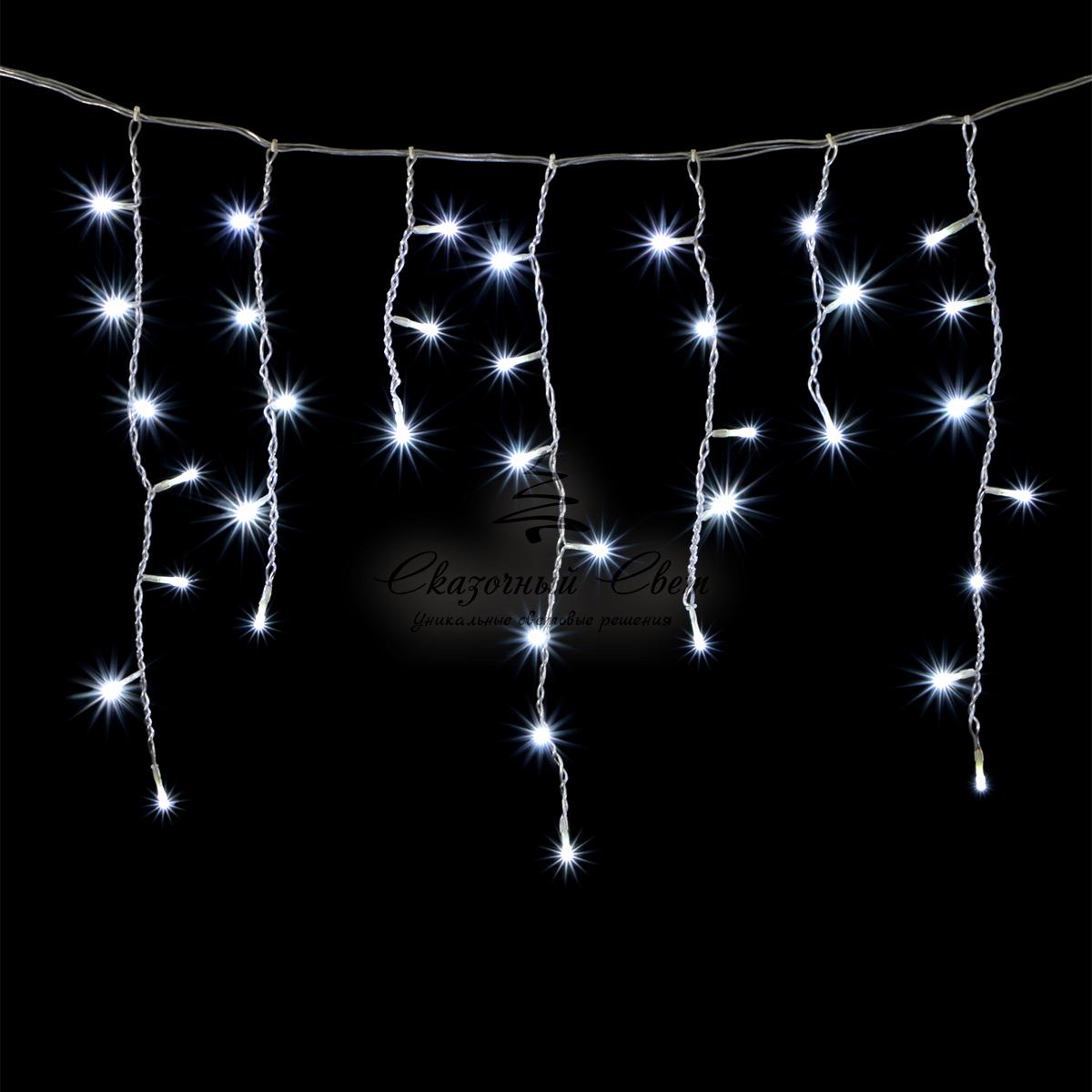 Гирлянда Бахрома 3 x 0,5 м Белая, 150 LED, Провод Прозрачный Силикон, IP65