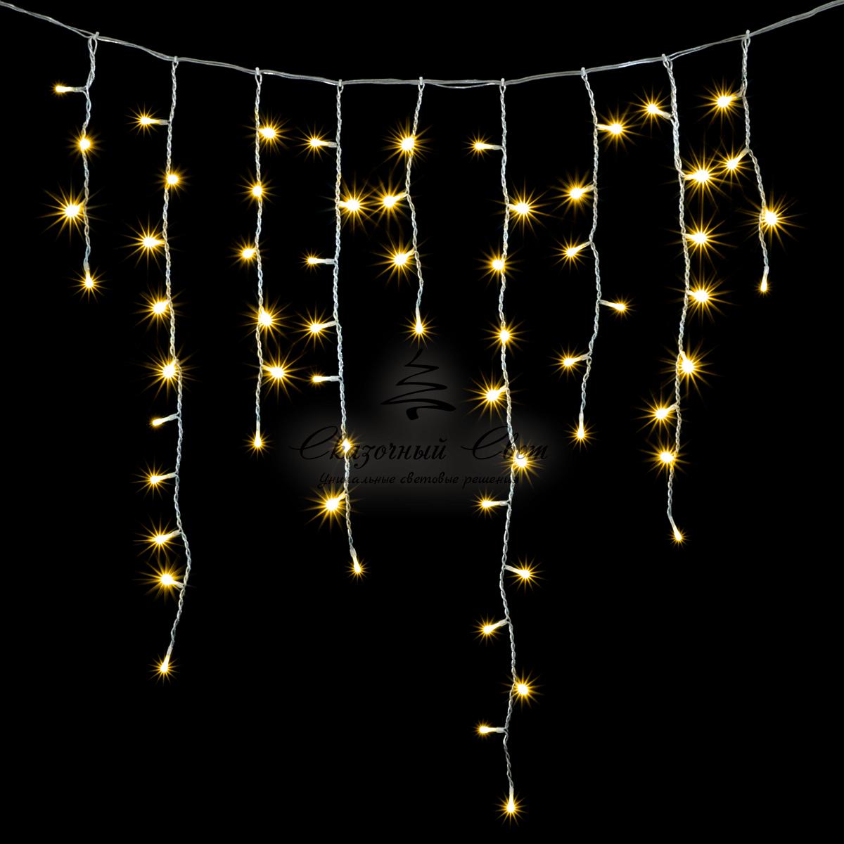 Гирлянда Бахрома 5 x 0,9 м Шампань, 348 LED, Провод Прозрачный Силикон, IP65