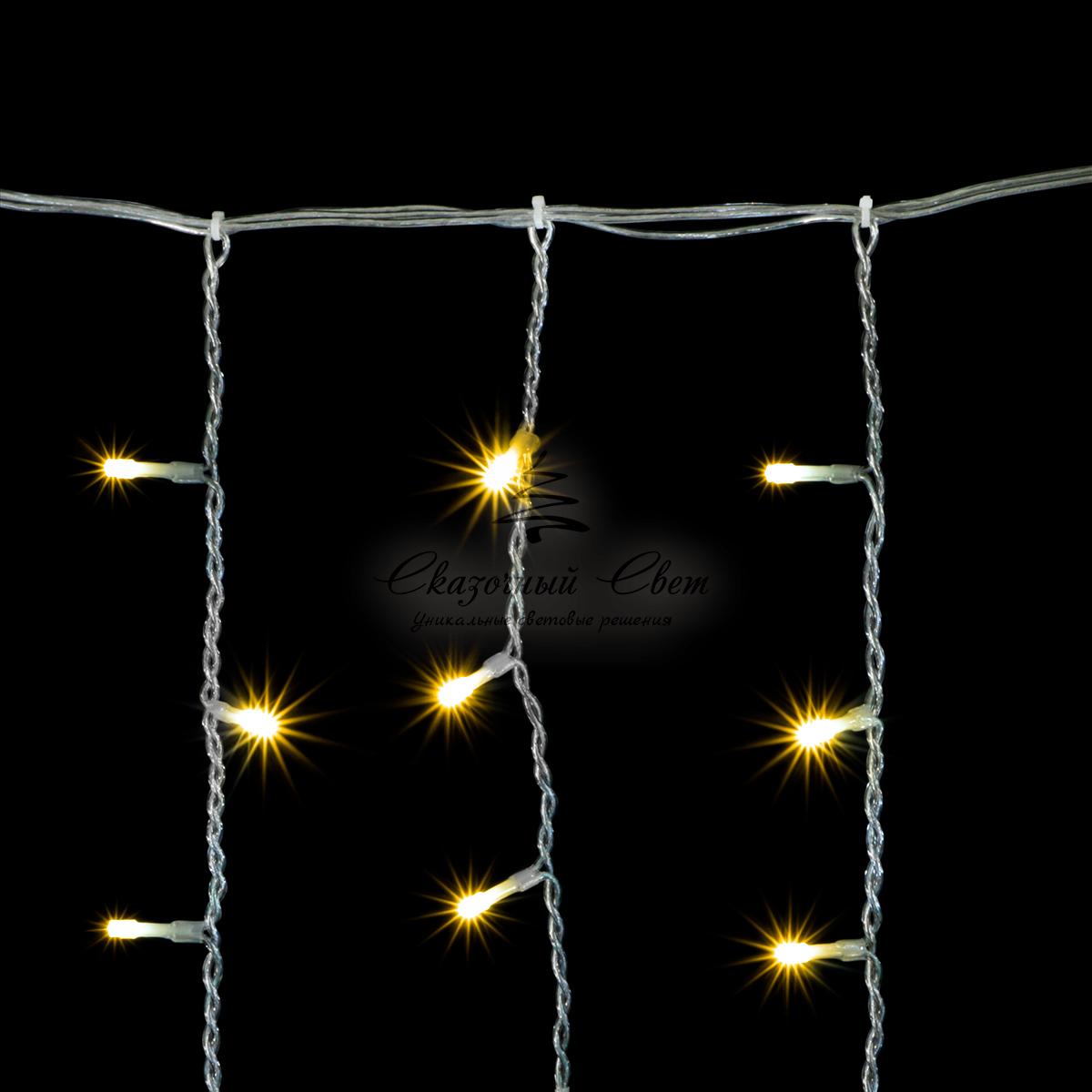 Гирлянда Бахрома 5 x 0,9 м Шампань, 348 LED, Провод Прозрачный Силикон, IP65 - Image 3